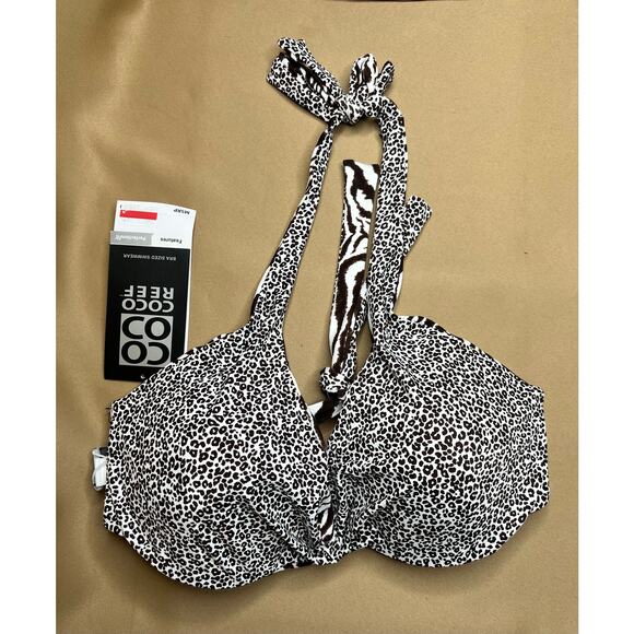 Coco Reef Verso Twist Reversible Underwire Bikini Top 36/38DD Native Zebra NWT - Picture 4 of 8